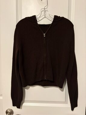 GAP CashSoft Sweater Zip Hoodie, Dark Brown